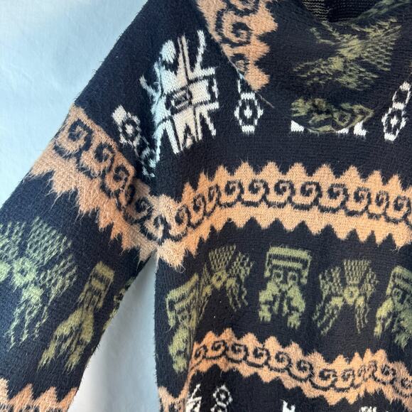 Incas Arts Women’s 100% Wool Hand Knit Sweater Artisan Handmade Artistic Print - Picture 10 of 16